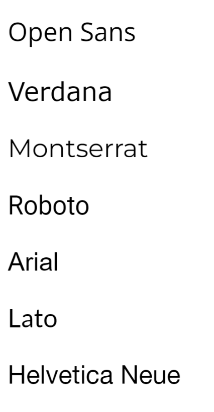 Examples of common sans-serif fonts that work well for blog body text