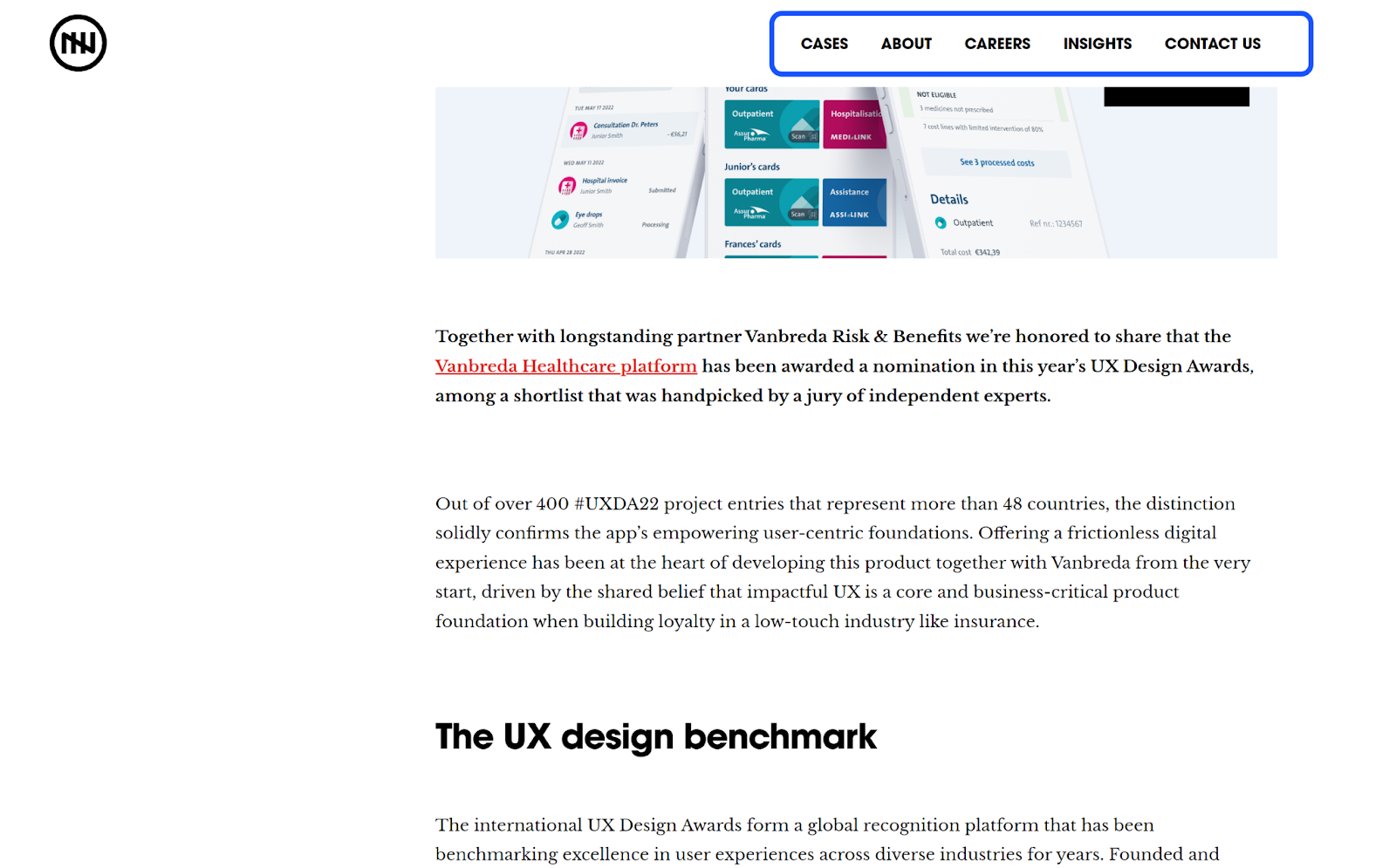 A desktop site navigation displaying links horizontally across the top of the page