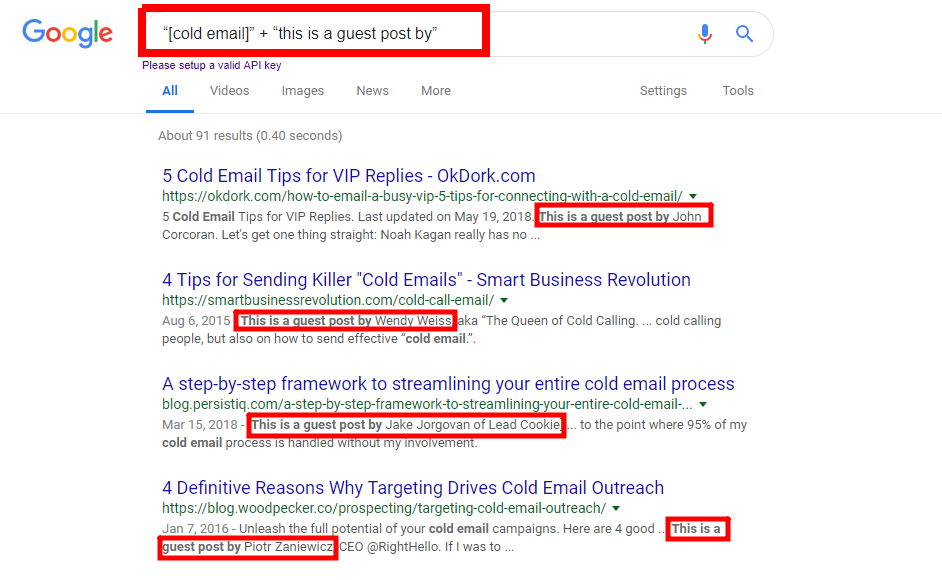 Google search operators for finding guest post opportunities