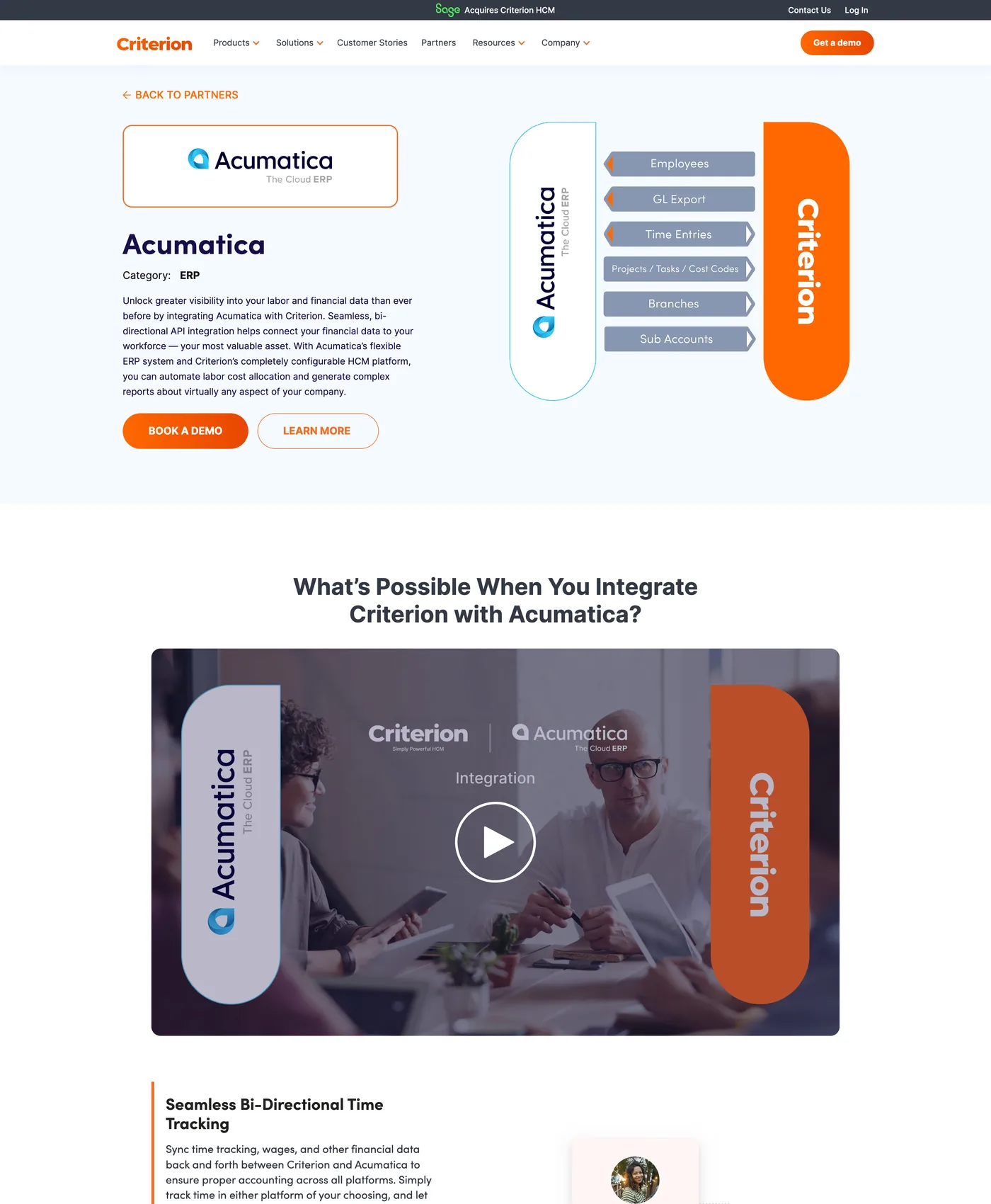 Criterion + Acumatica integration partner page